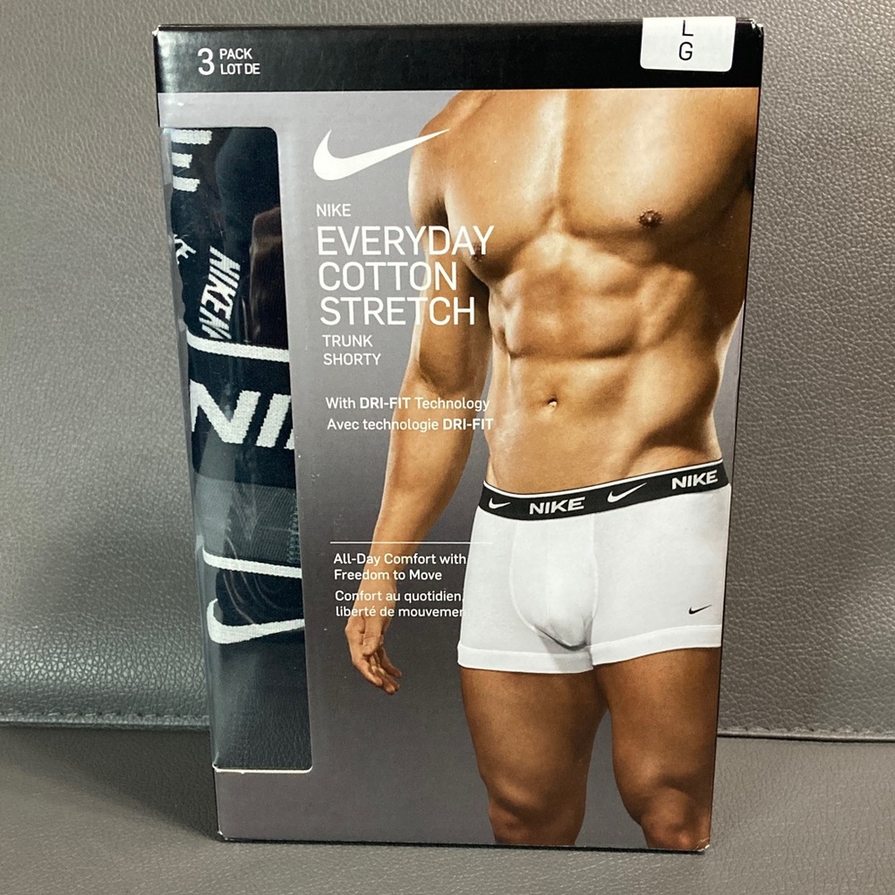 Nike 3 Pack Cotton Stretch Boxer Briefs - Black/White & Grey mix mens Large